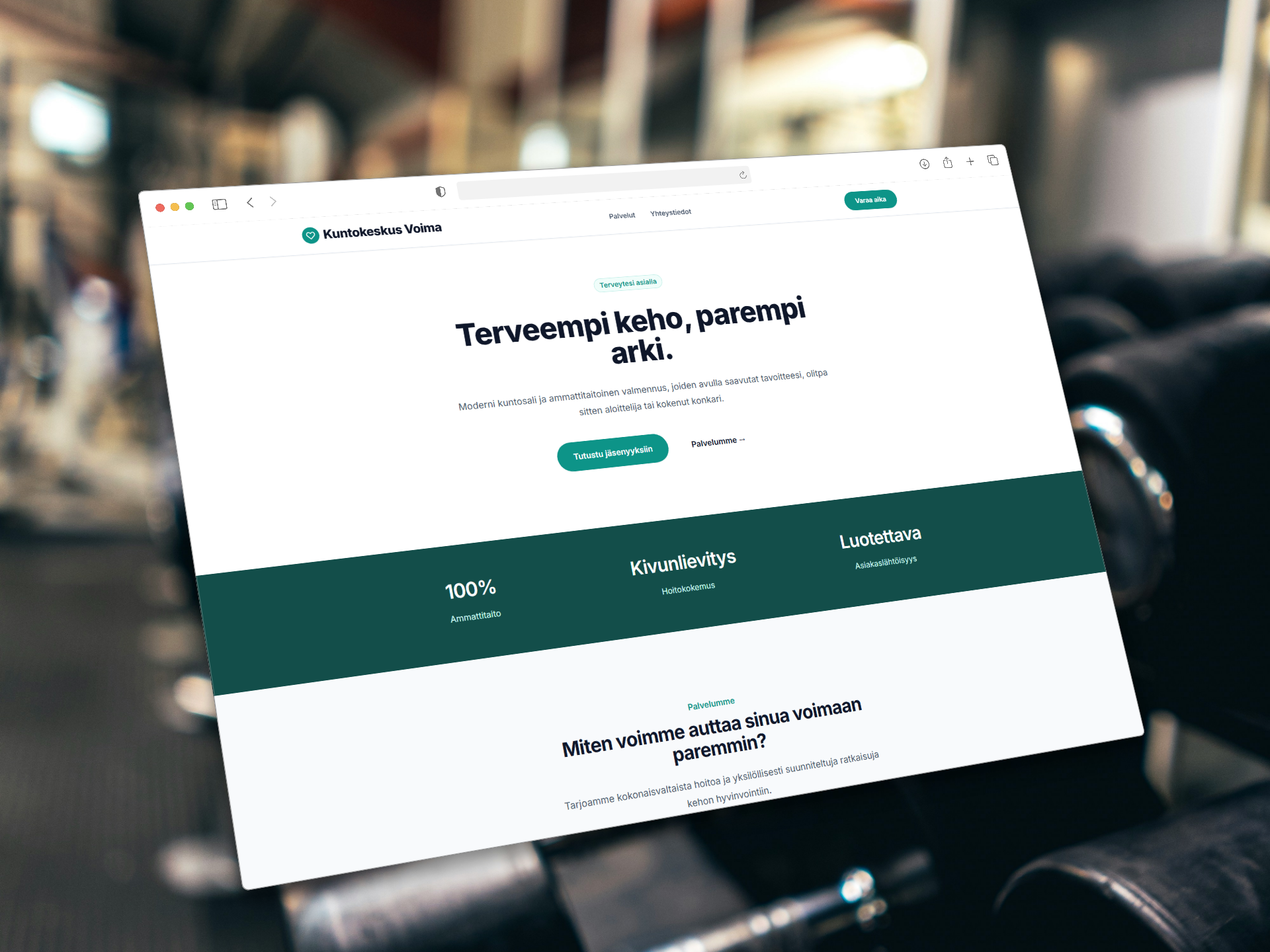 Kuntosalin jäsensivut – verkkosivumalli