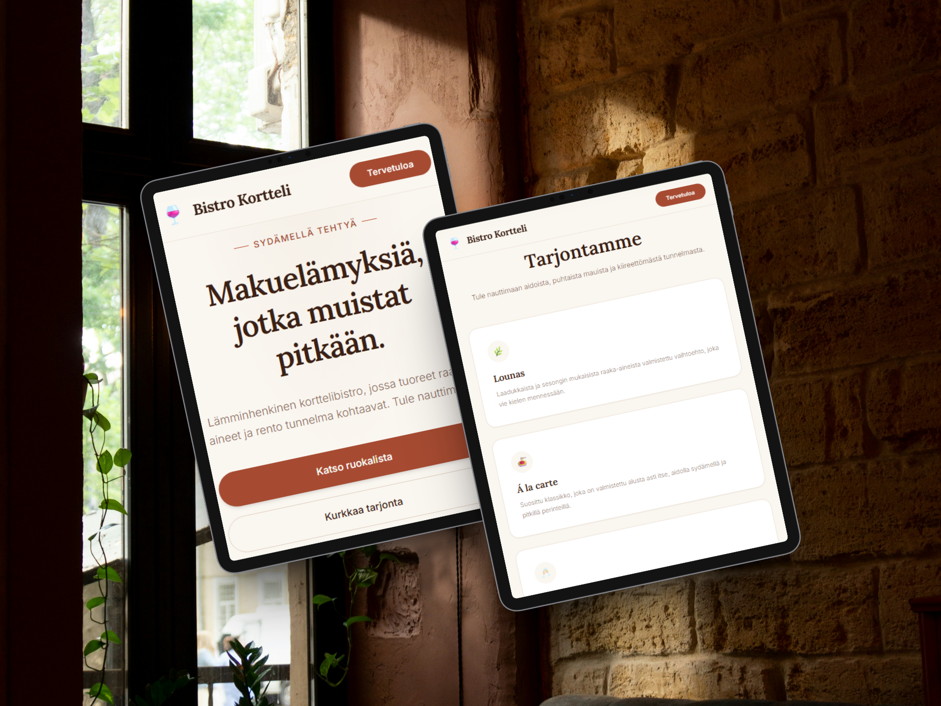 Ravintolan kotisivut – verkkosivumalli
